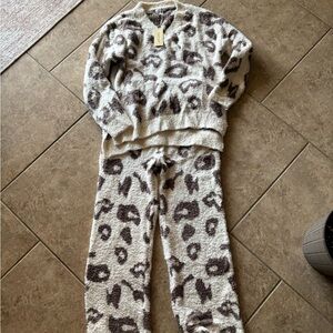 NWT EKOUAER Fuzzy Pajama Set Leopard Print Lounge Set Women’s M